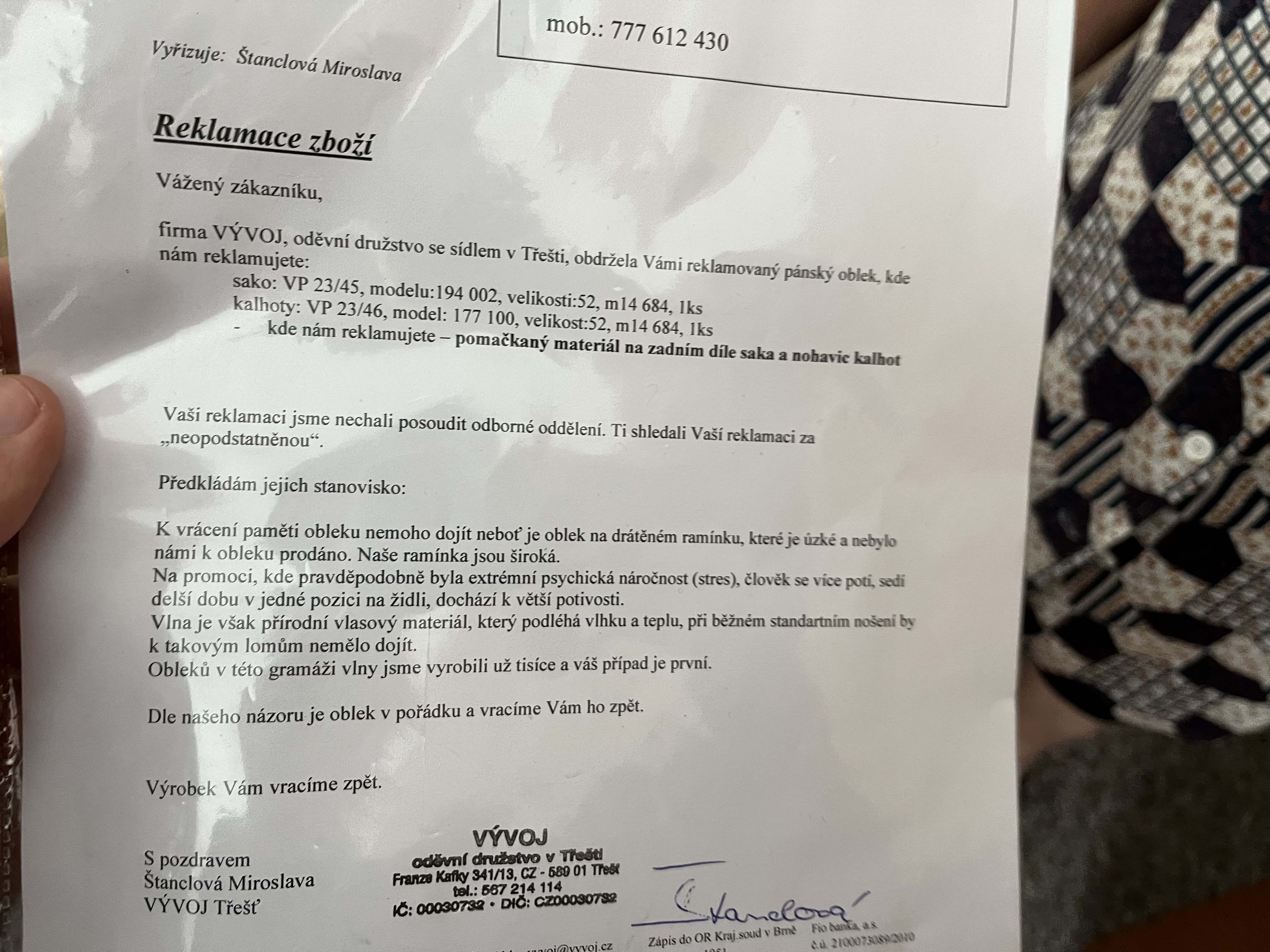 VÝVOJ, oděvní družstvo v Třešti foto 3