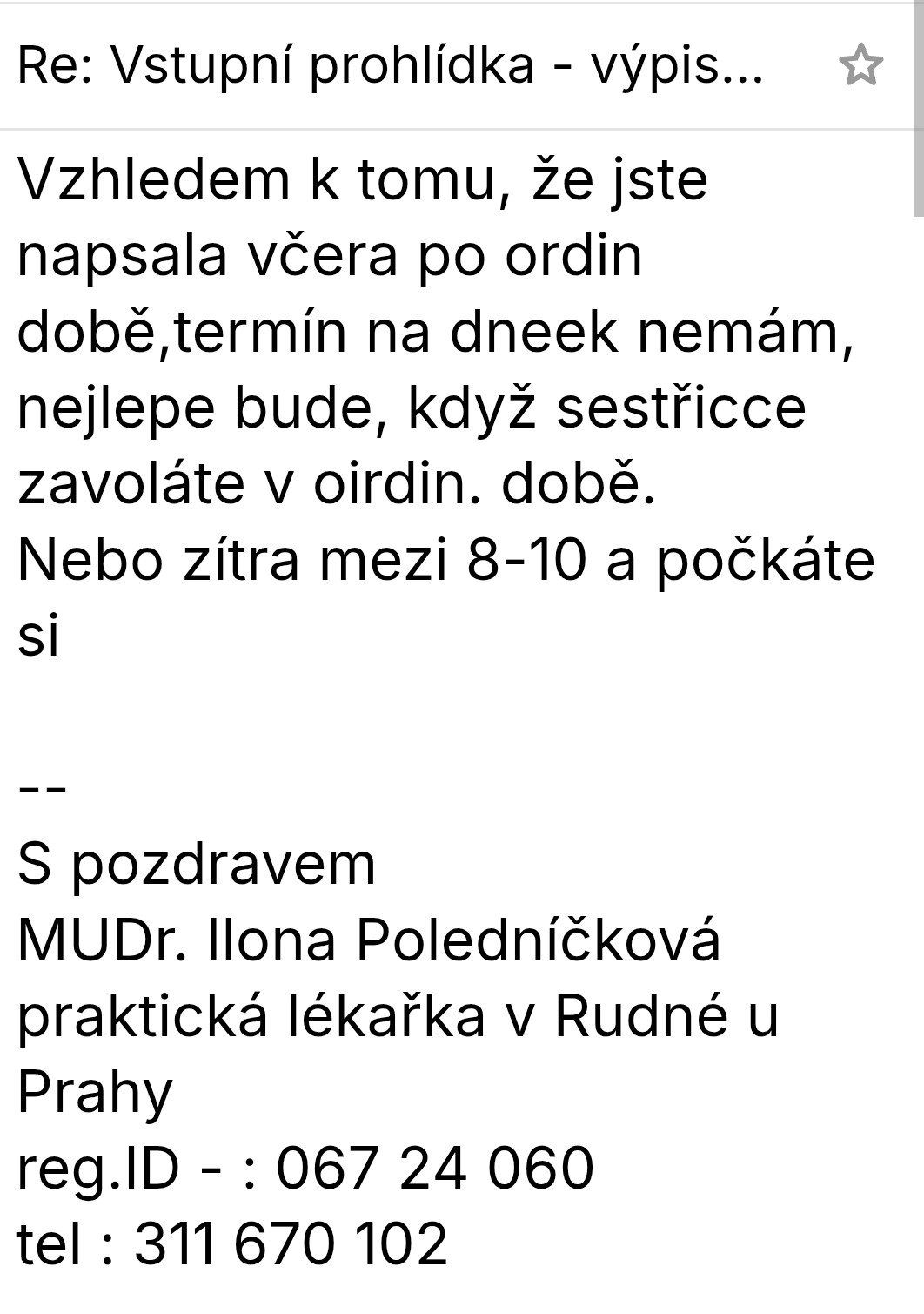 Praktická lékařka MUDr. Ilona Poledníčková foto 1