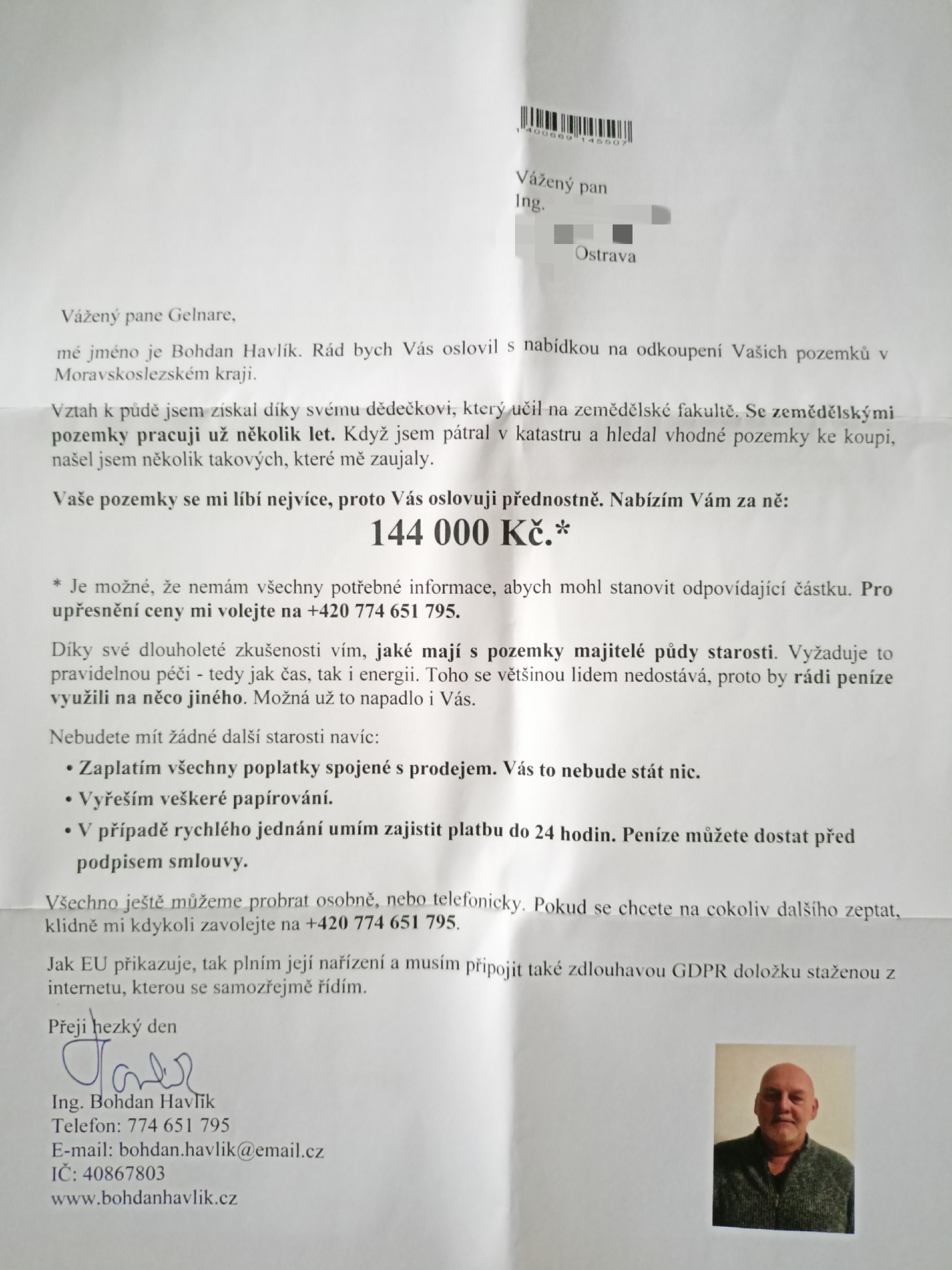Ing. Bohdan Havlík - nákupu zemědělských pozemků foto 1